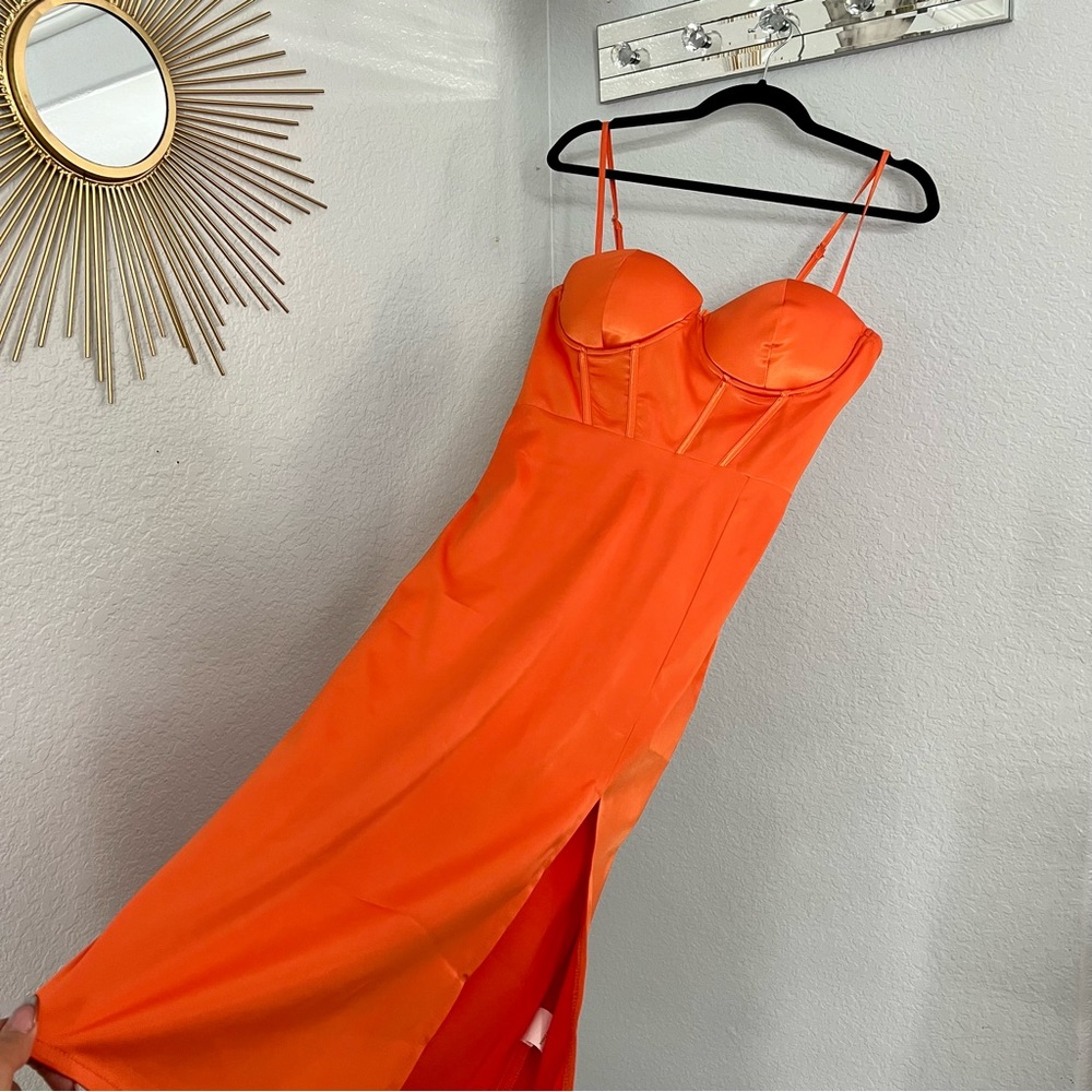 Shein Orange body con Cocktail Dress with built in bra - Picture 3 of 13